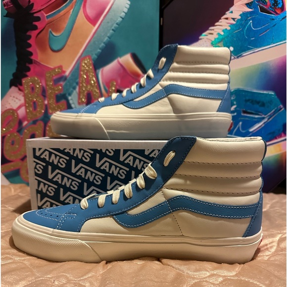 VANS VAULT SK8-HI REISSUE VL (BONNIE BLUE / MARSHMALLOW LEATHER) unisex 8m/9.5w - Picture 2 of 8